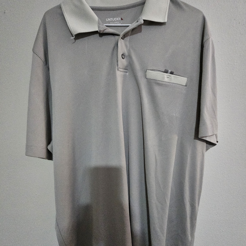 Untuckit Men’s Short Sleeve Polo Shirt - Light Gray